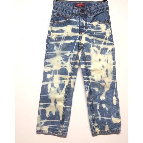 Arizona Jean Co Boys Jeans Sz 7 Bleached Adjustable waist Straight Leg Baggy EUC - Picture 2 of 6